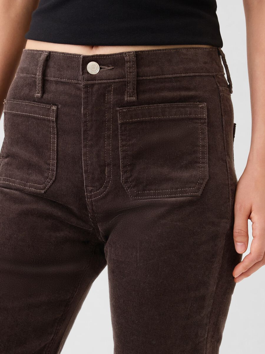 Pantalone flare fit a vita alta in corduroy Donna_4