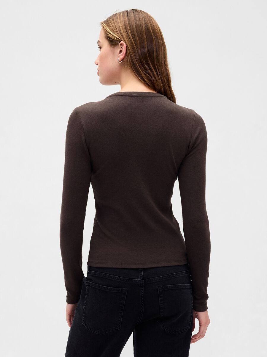 Maglia marrone a maniche lunghe elasticizzata Donna_2