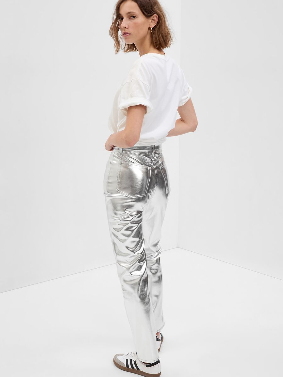 Glossy-effect straight-fit trousers Woman_1