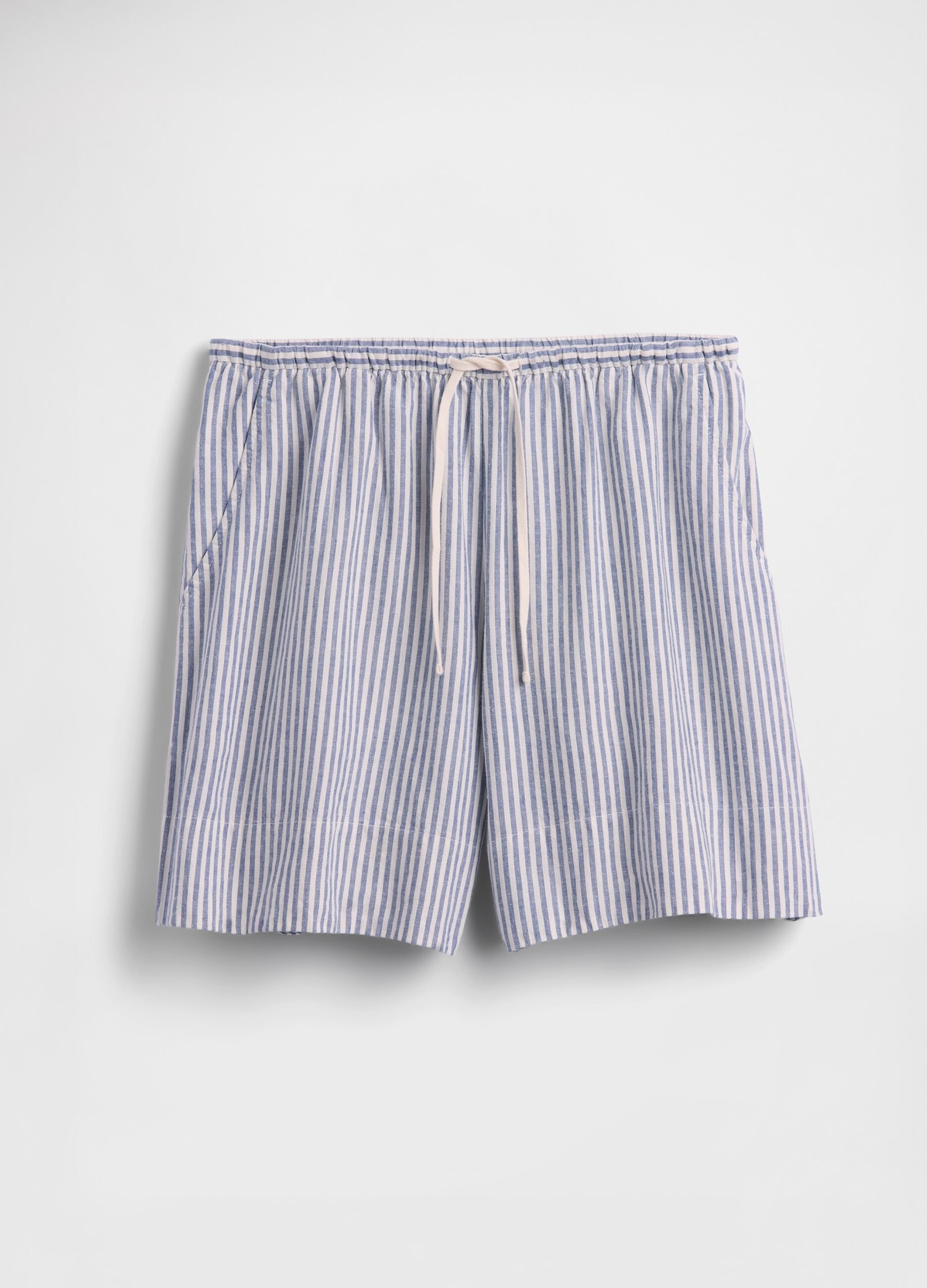 Shorts a righe in misto lino