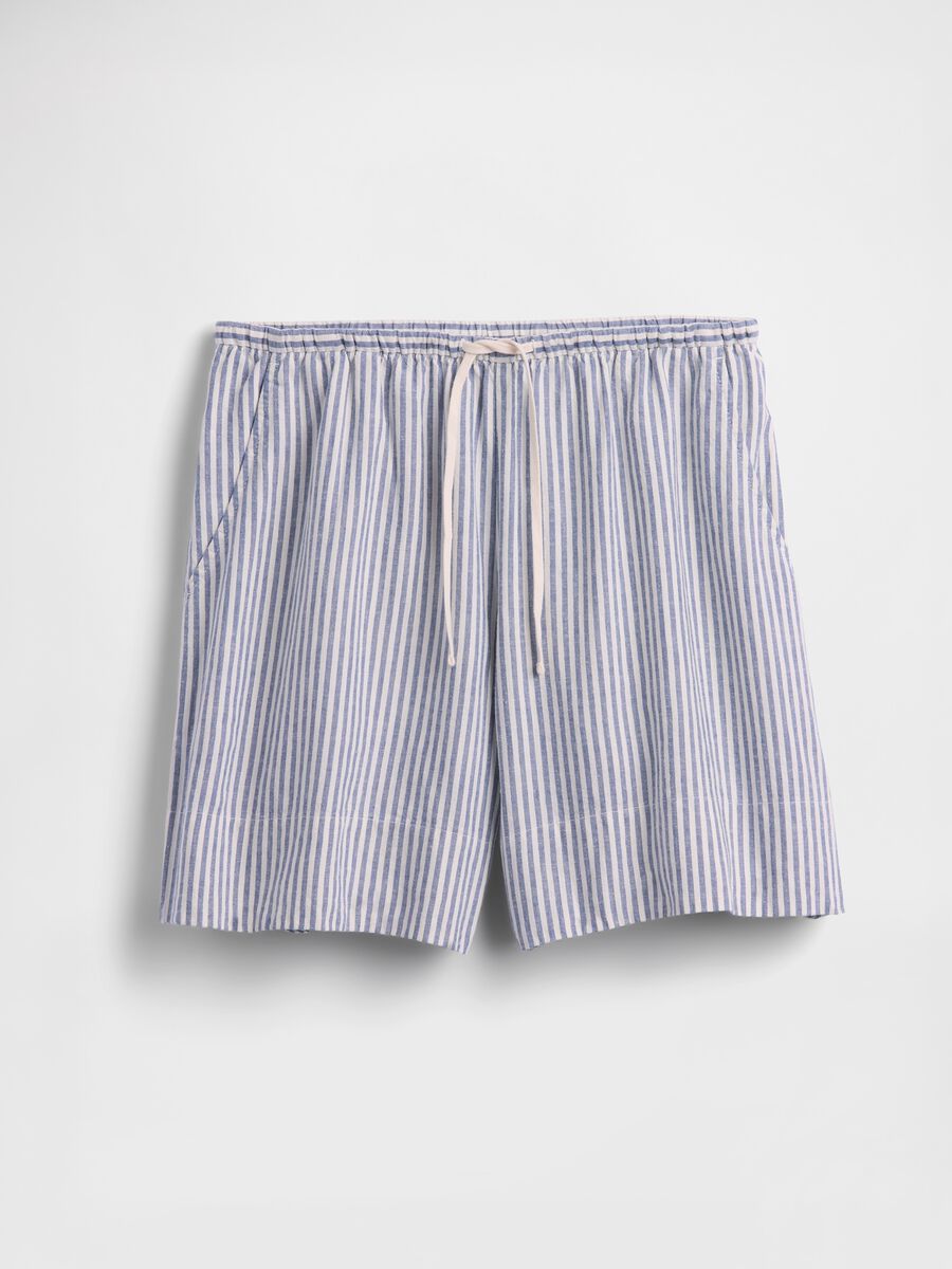 Shorts a righe in misto lino Donna_5