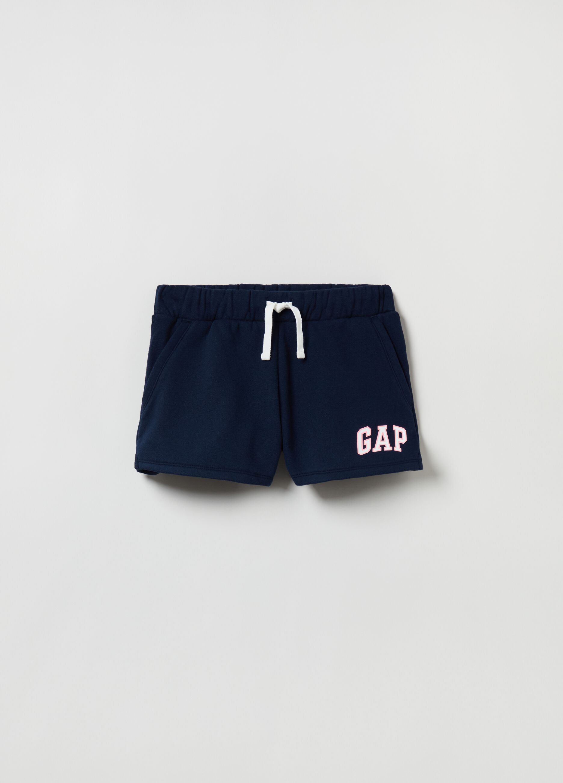 Cotton shorts with glitter logo print