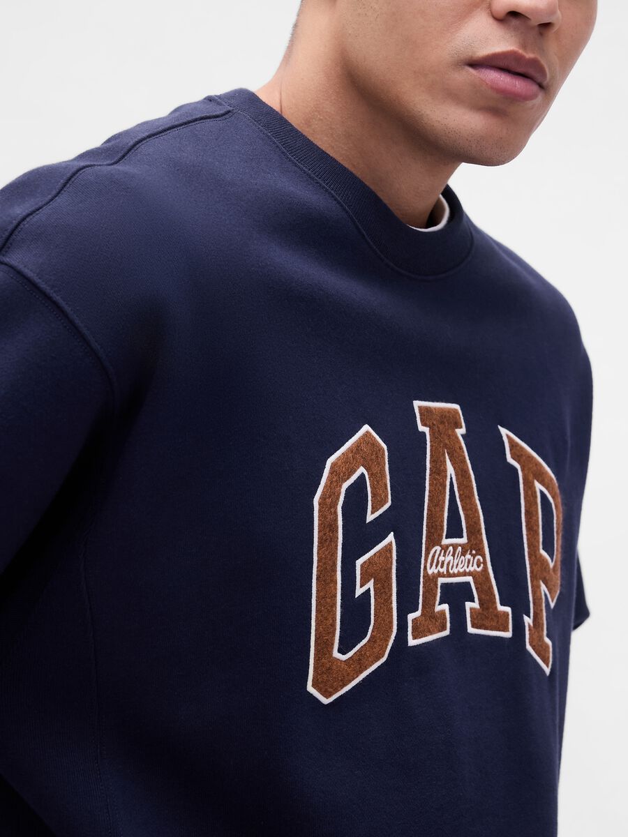 Felpa a collo rotondo con logo Uomo_3