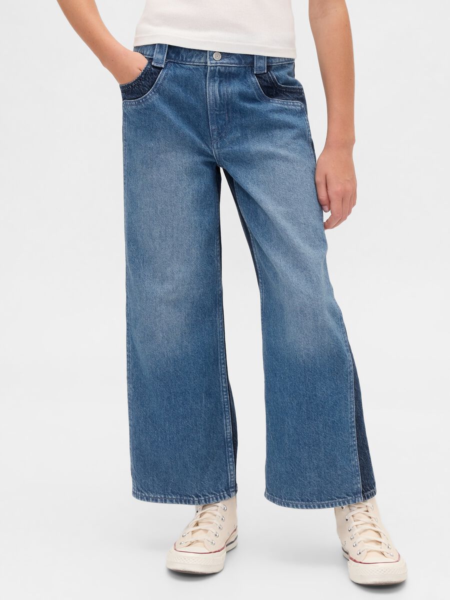 Pantaloni denim in cotone Bambina_1