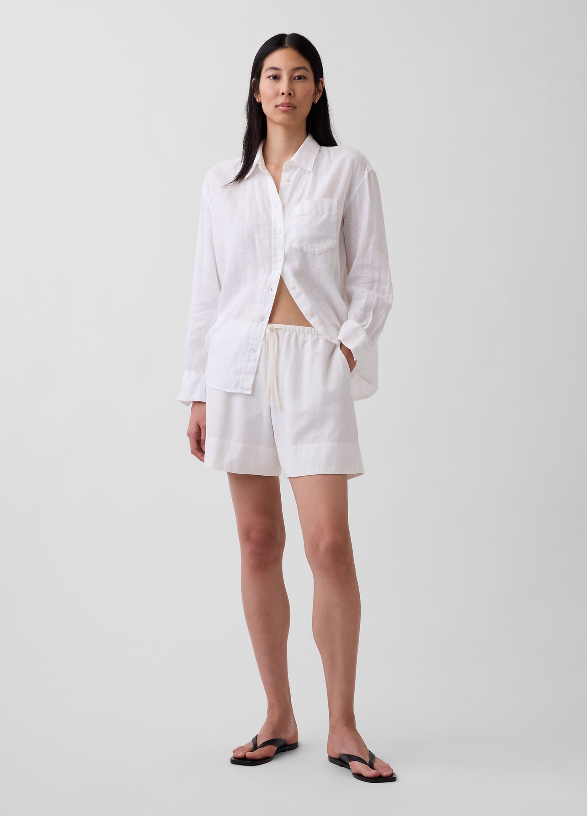 Shorts in misto lino e viscosa