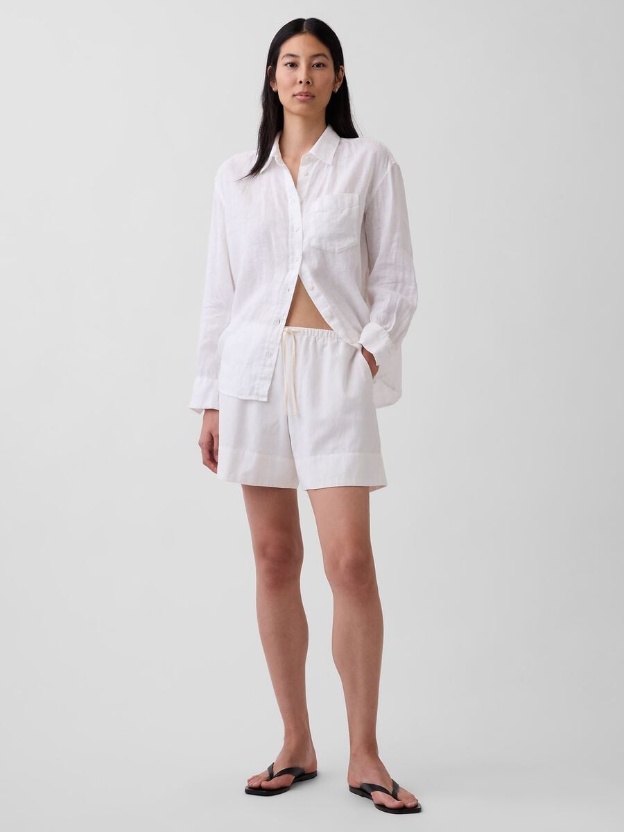 Shorts in misto lino e viscosa Donna_4