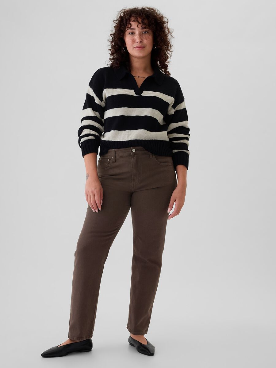Pantalone straight fit in cotone stretch Donna_5