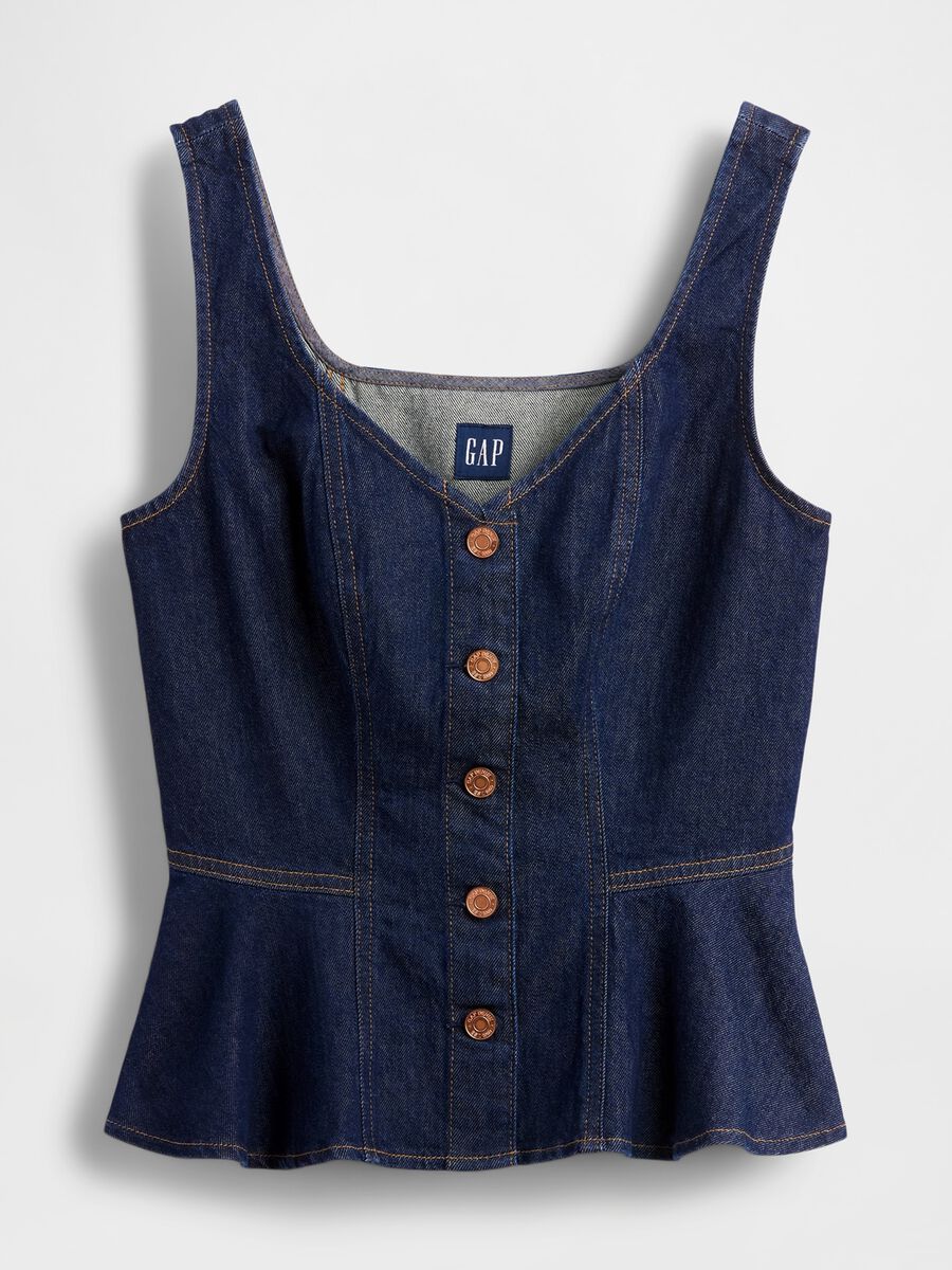 Stretch denim tank top with V-neck Woman_4