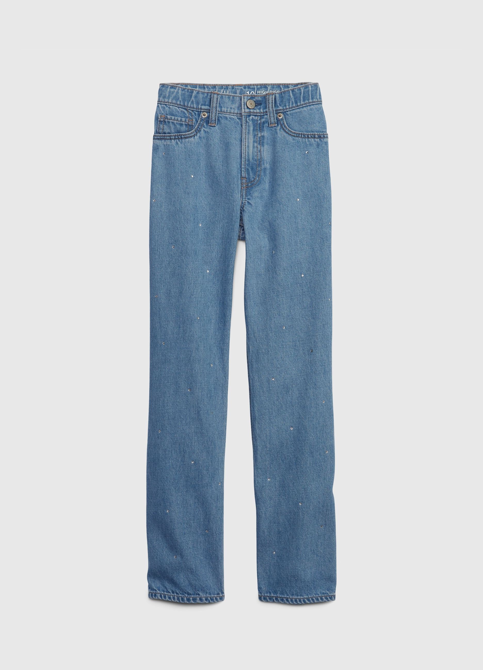 Loose-fit, high-waist jeans with diamanté