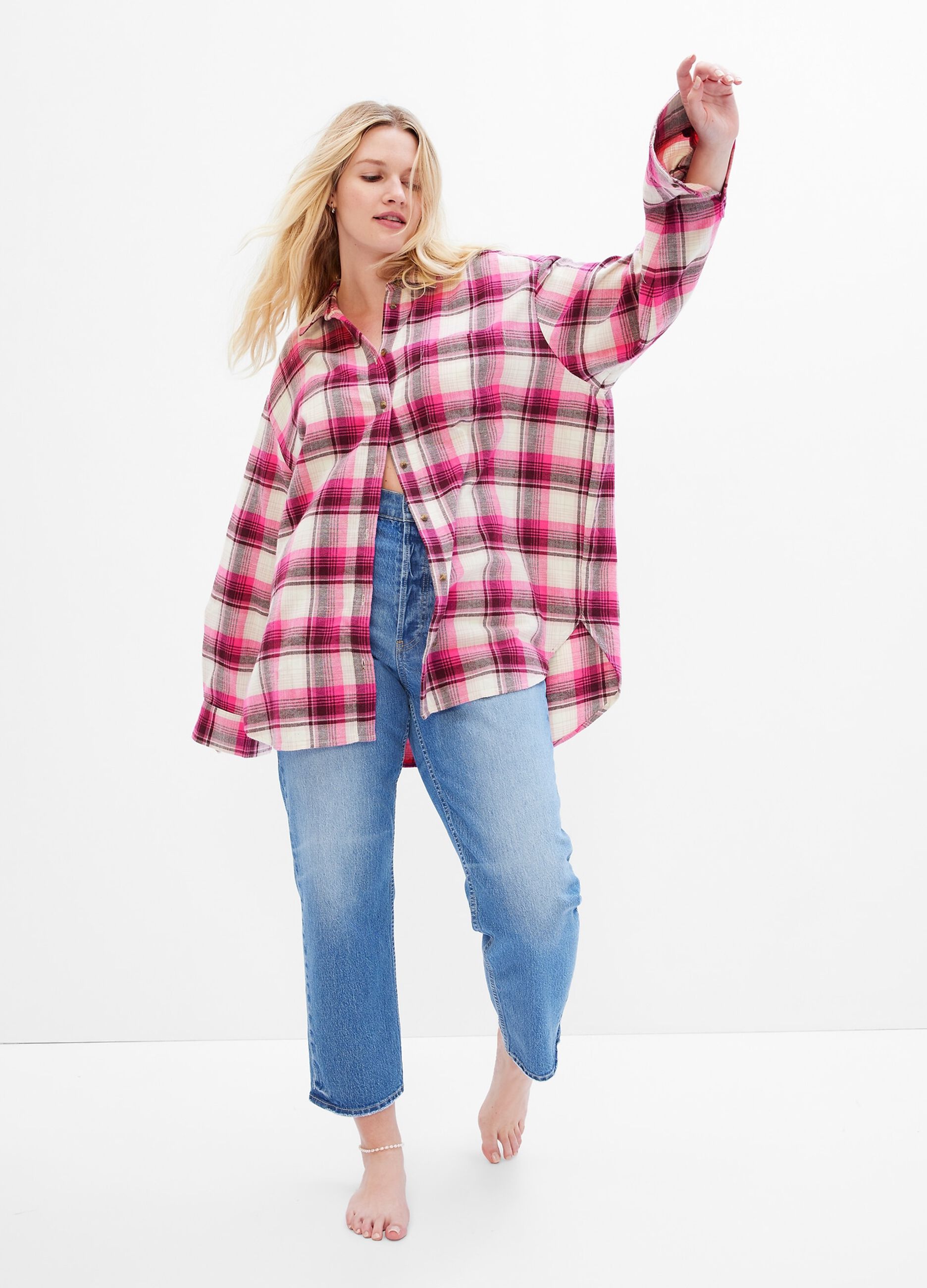 Camicia oversize in flanella check_1