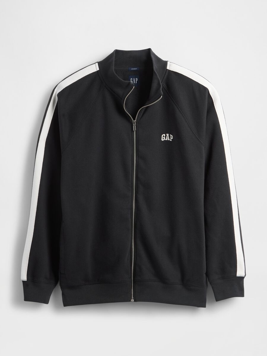 Black cotton-blend sweatshirt with full zip Man_4