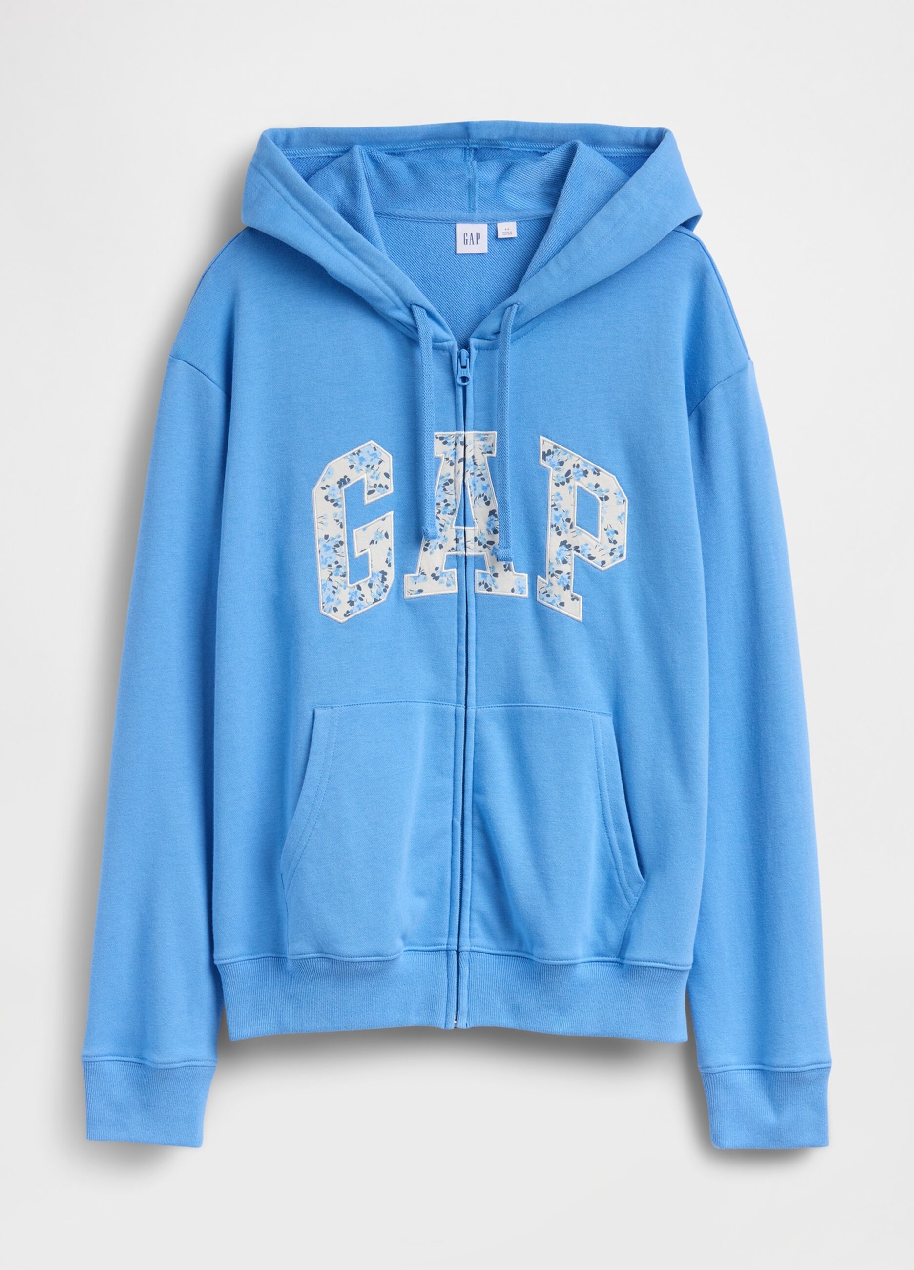 Regular fit cotton blend sweatshirt with logo, zip and hood