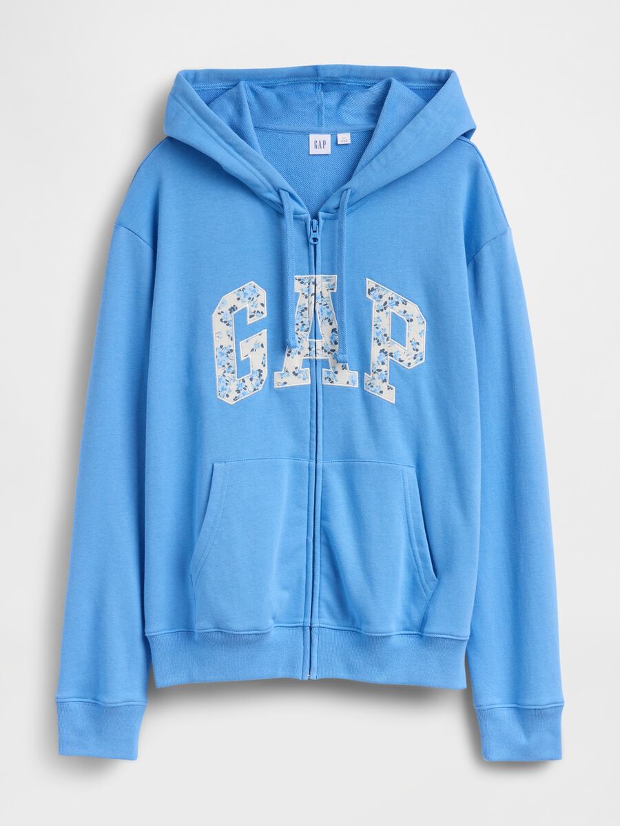 Regular fit cotton blend sweatshirt with logo, zip and hood Woman_3