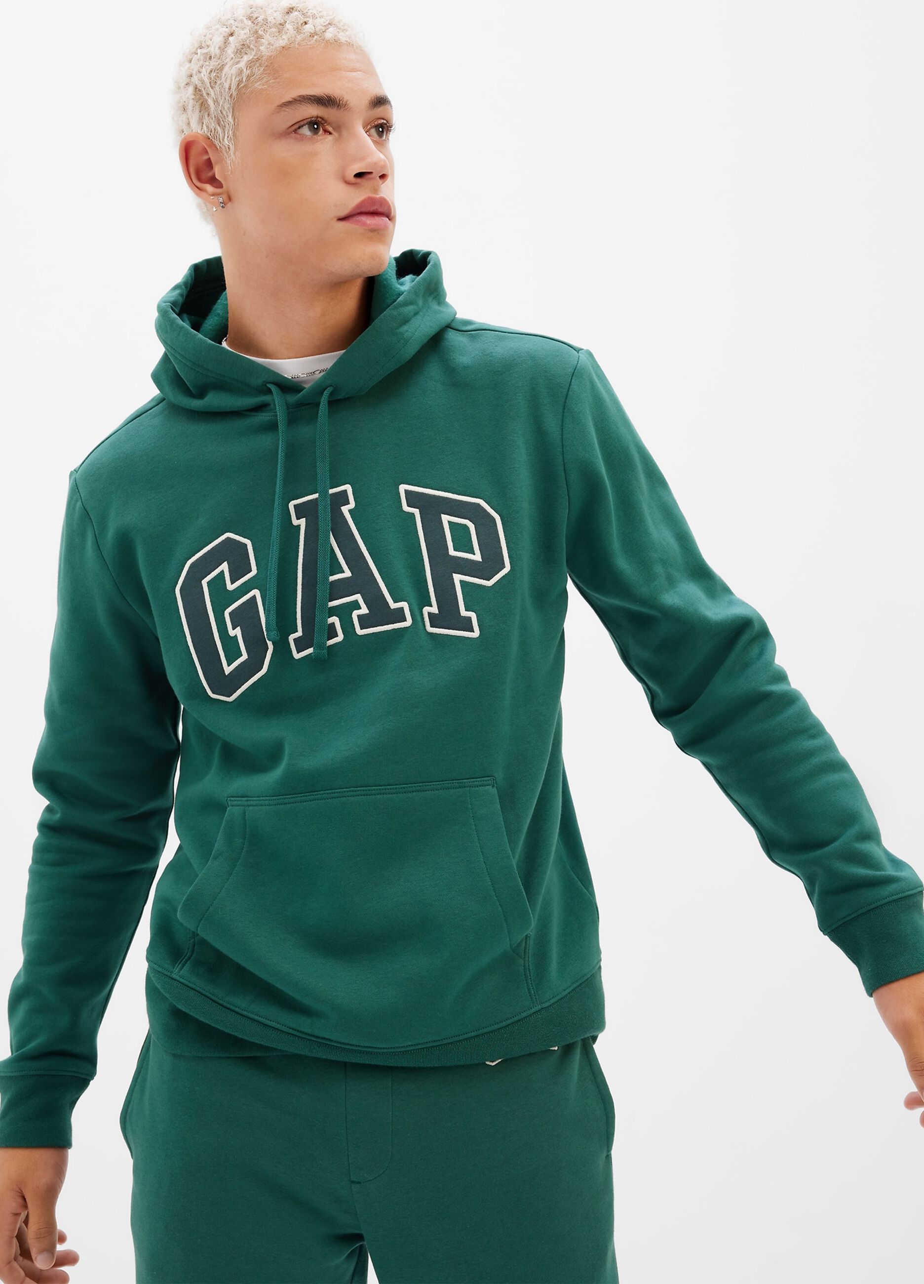 Felpa con cappuccio e ricamo logo