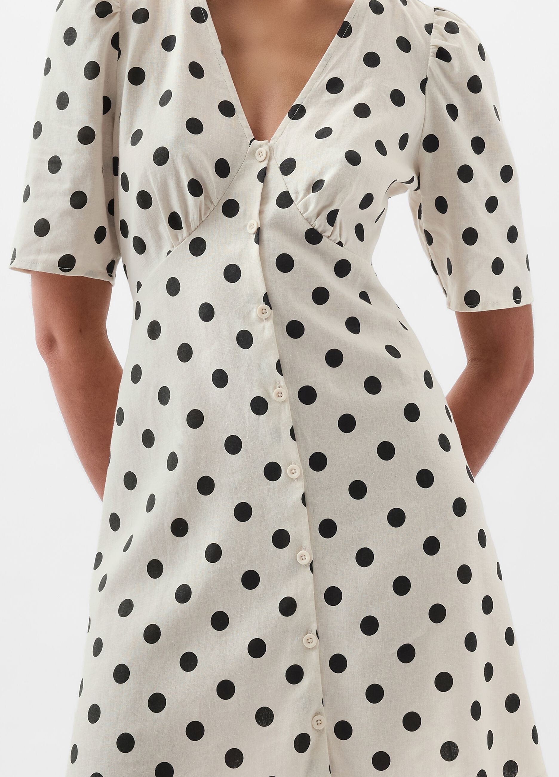 Short polka dot dress with buttons_2