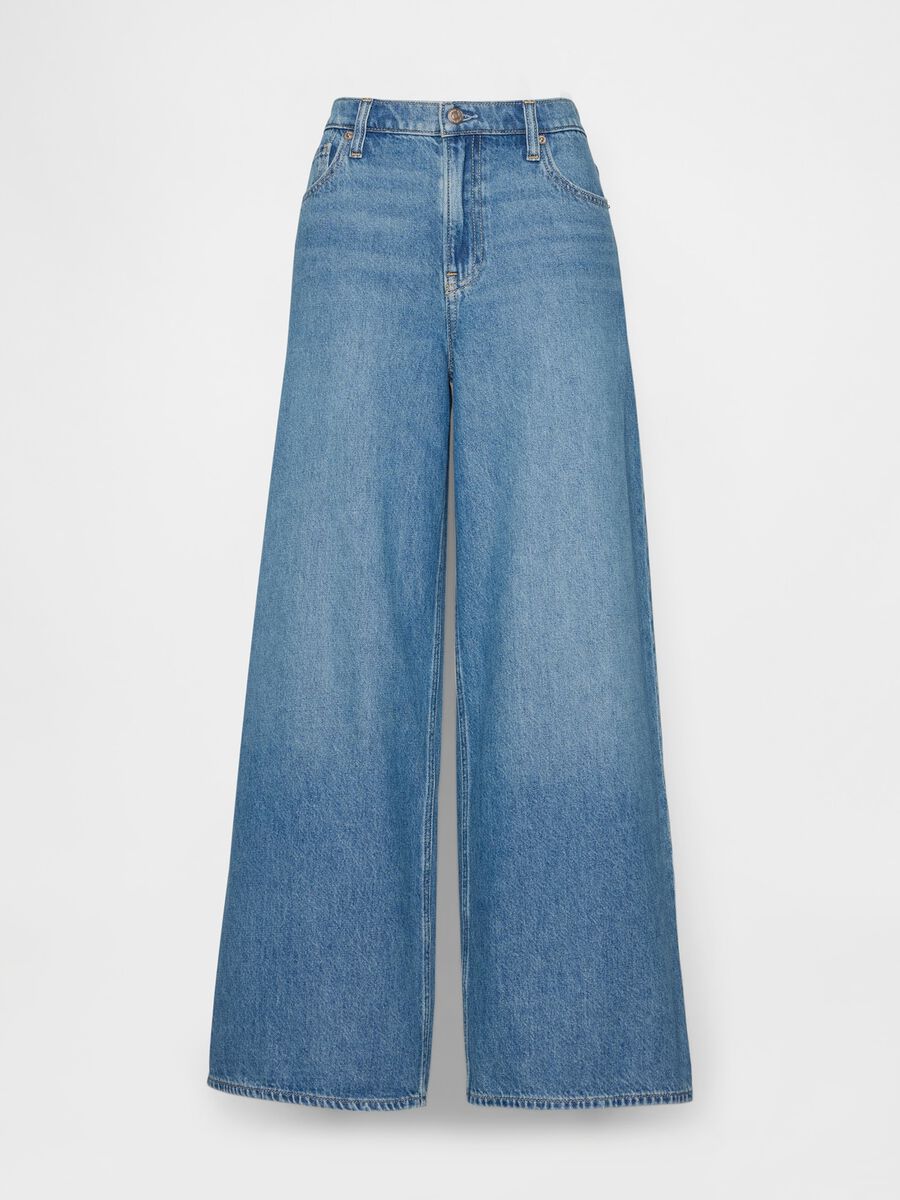 Jeans wide leg in puro cotone Donna_4