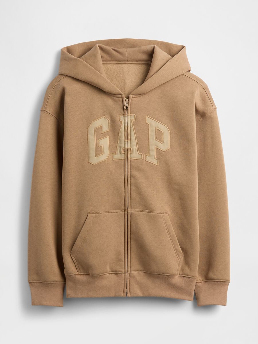 Beige Hoodie with Full Zip Boy_0