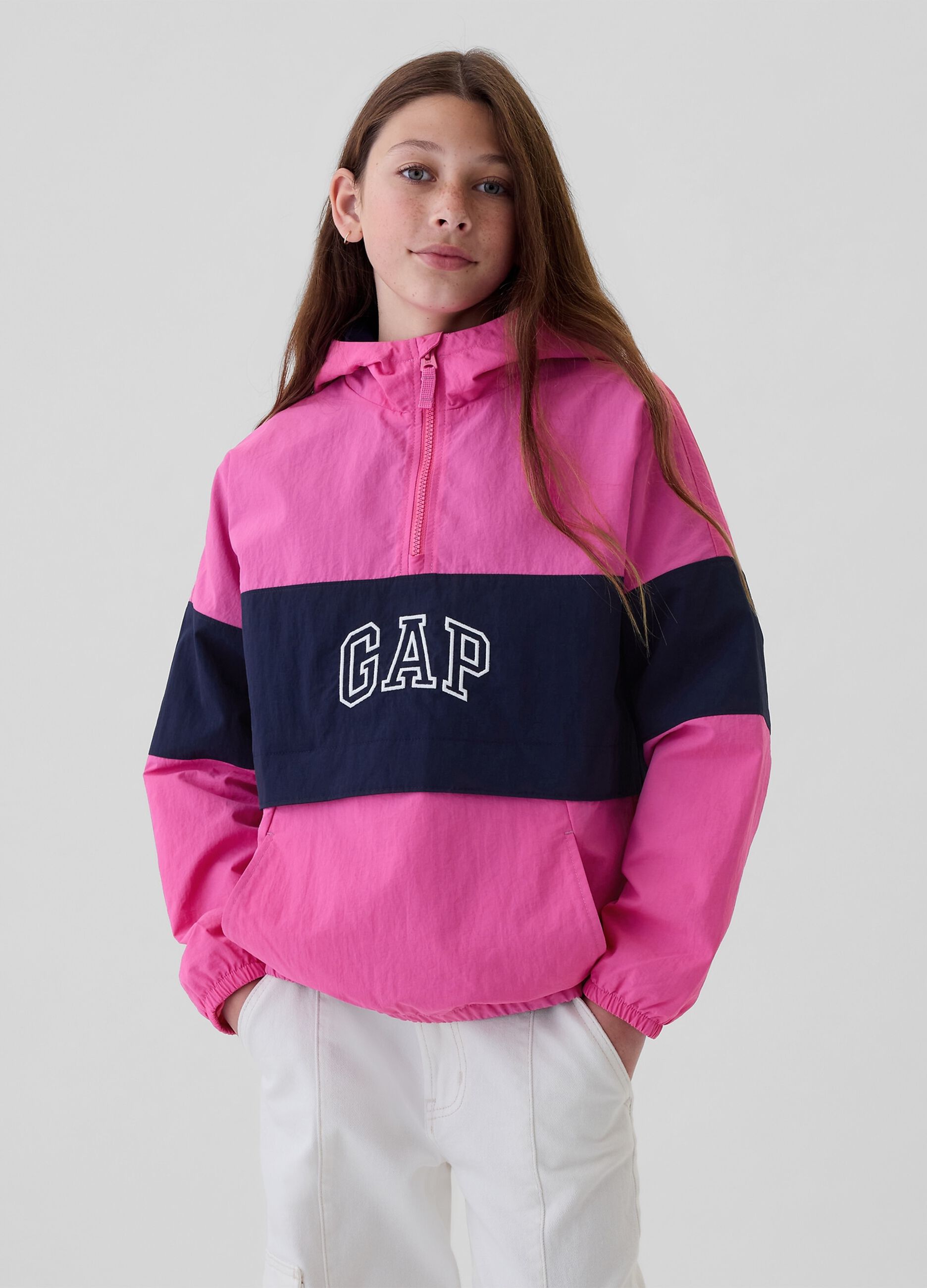 Giacca corta in nylon half-zip