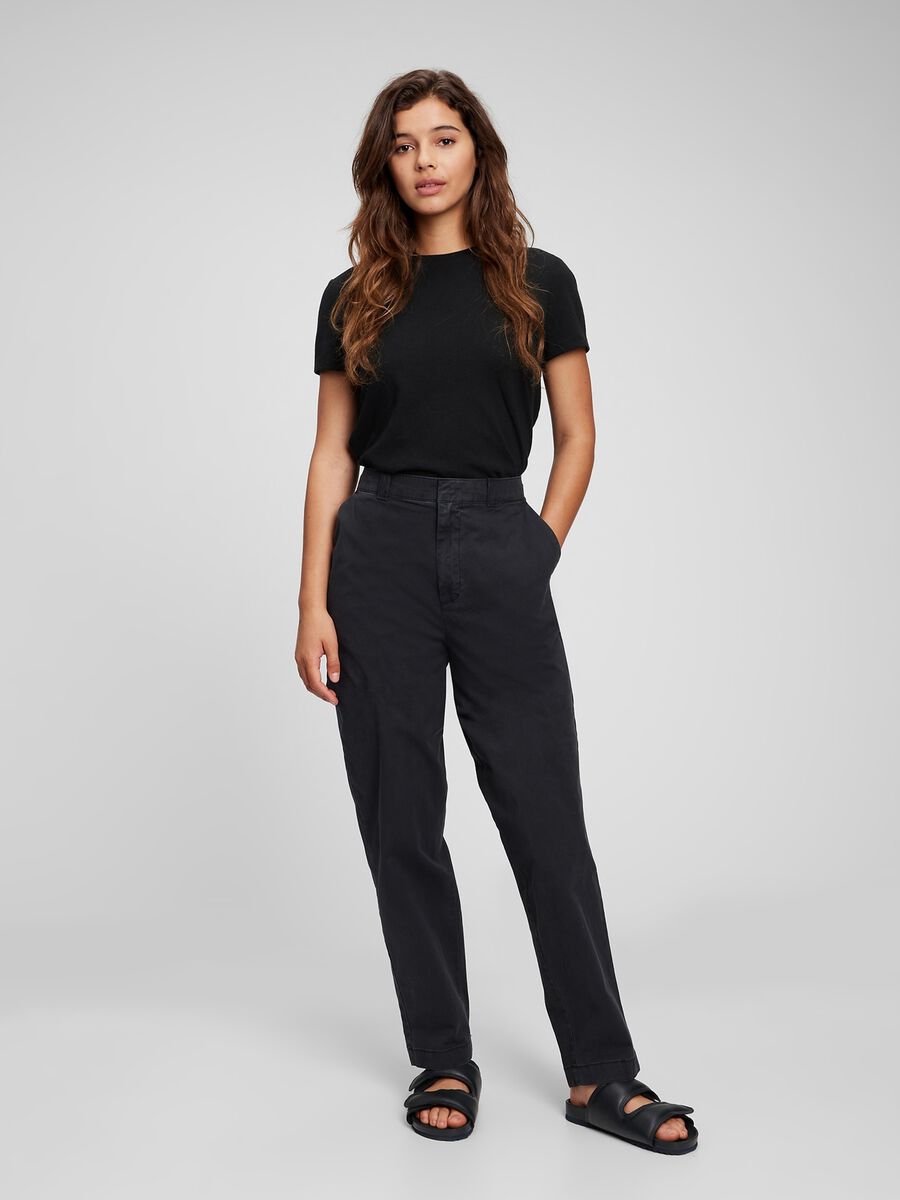 Straight-fit chino trousers in stretch cotton Woman_0