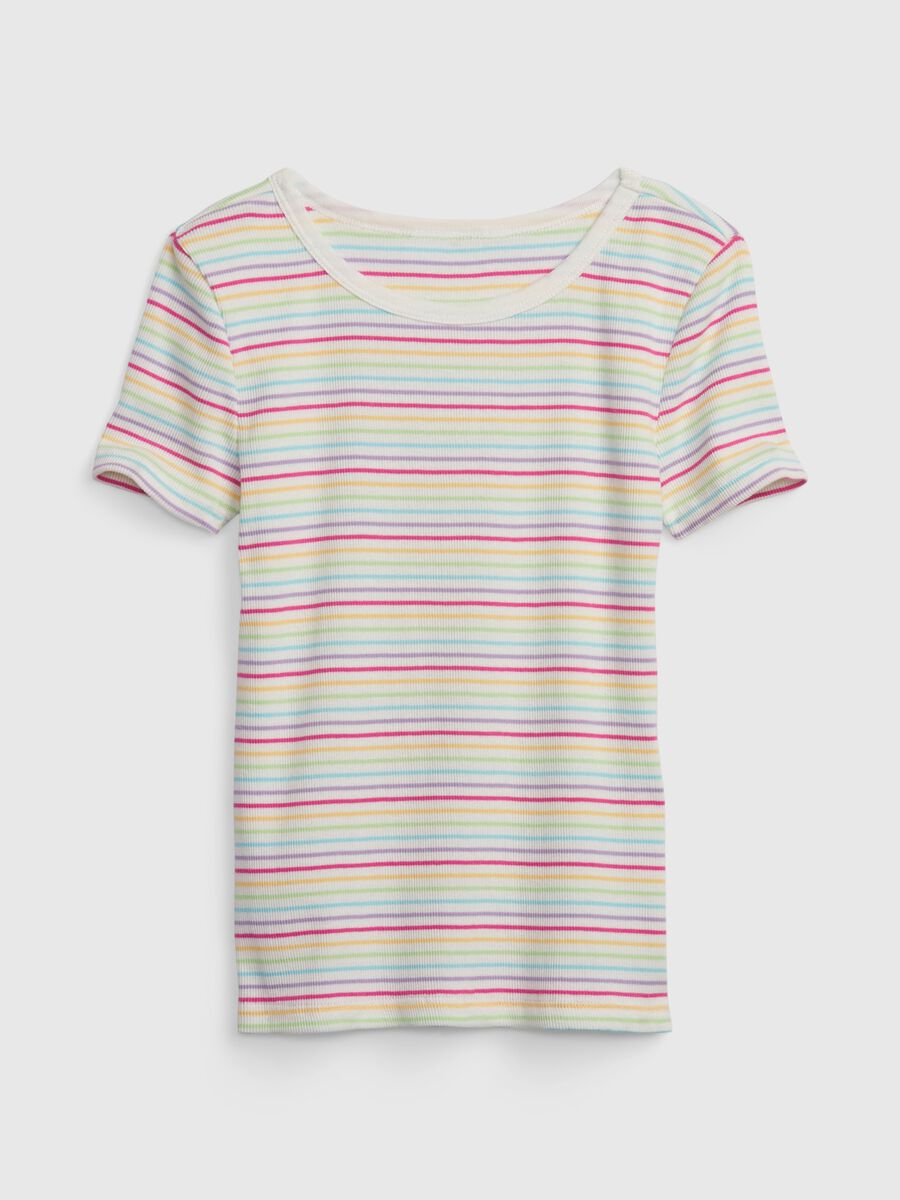 Ribbed T-shirt with striped pattern Girl_0