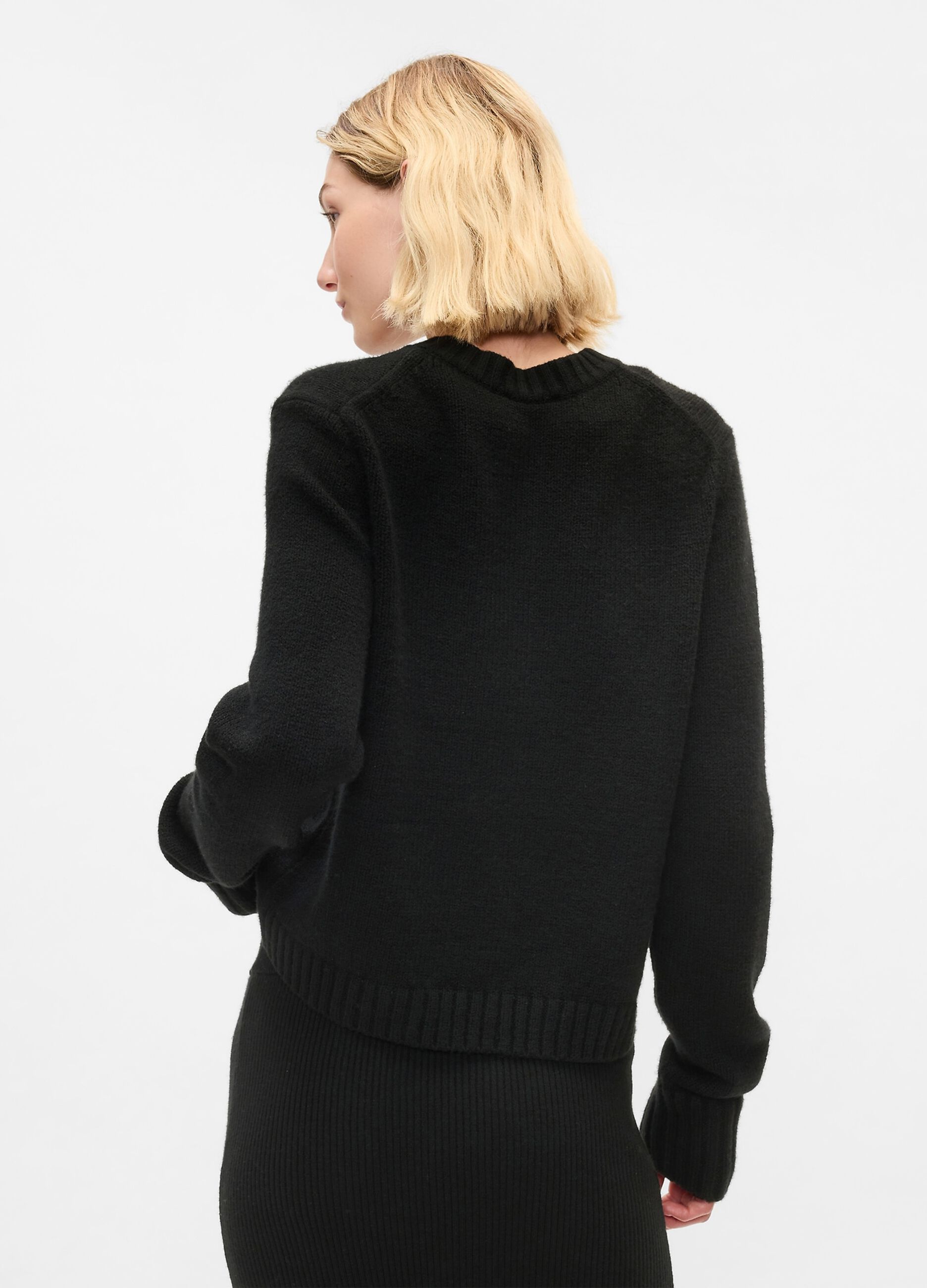 Cardigan girocollo con bottoni striati_2