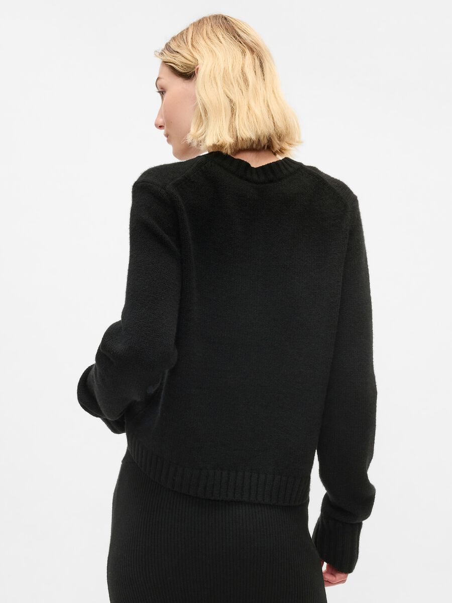 Cardigan girocollo con bottoni striati Donna_2