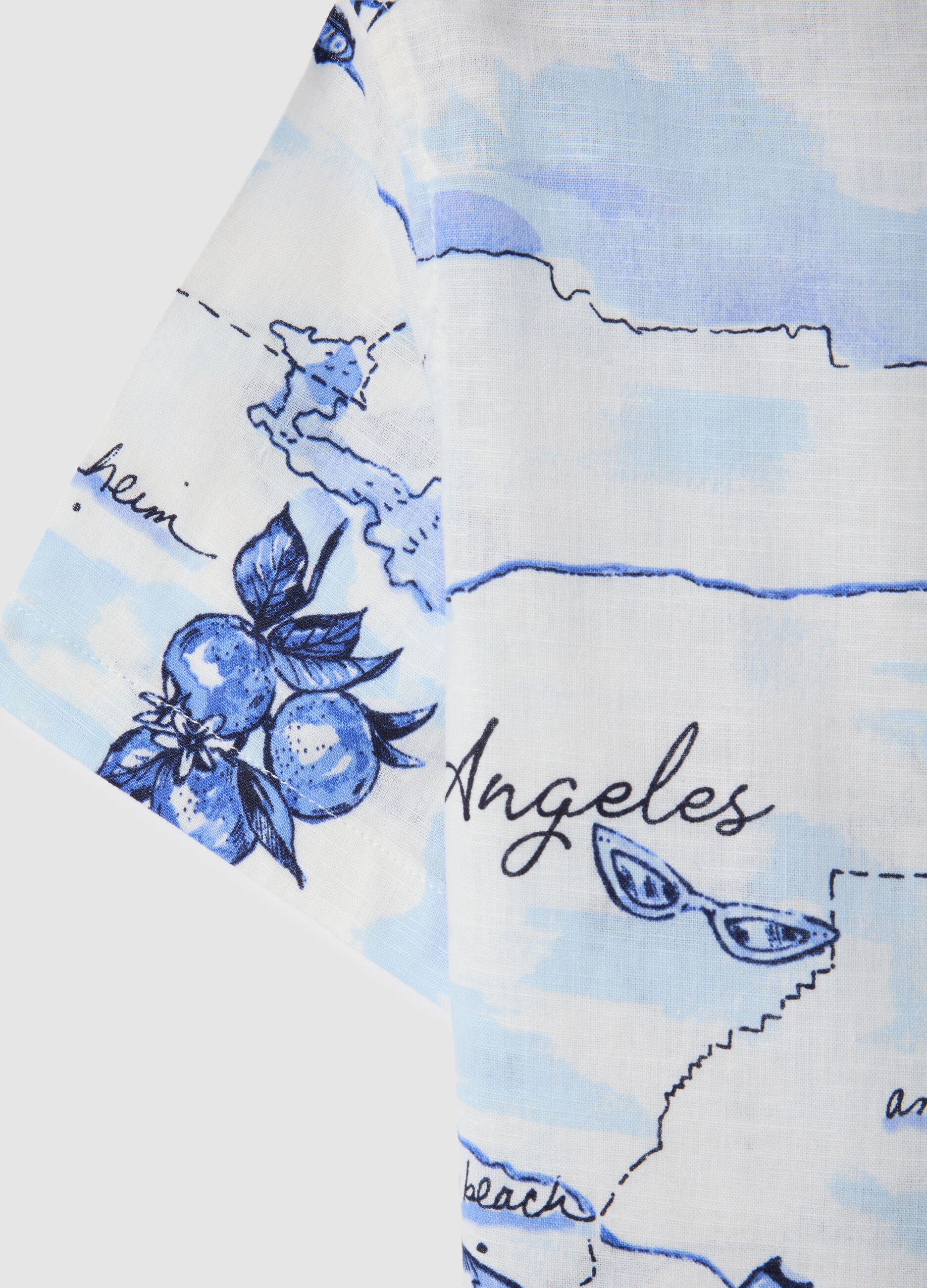 Camicia a tema Los Angeles in Bianco e Azzurro_3