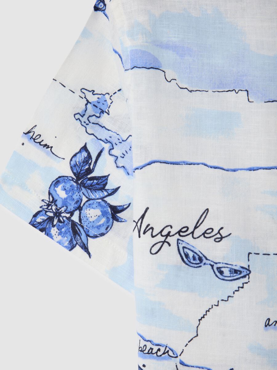 Camicia a tema Los Angeles in Bianco e Azzurro Boy_3