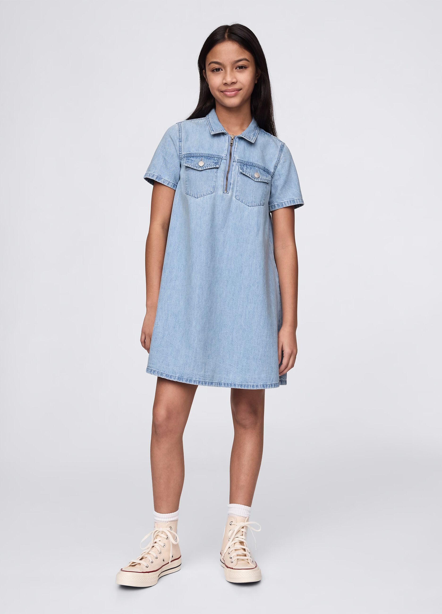 Abito denim in cotone con zip