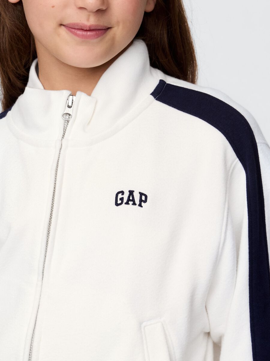 Felpa bianca con zip e dettagli blu GAP Kids Bambina_3