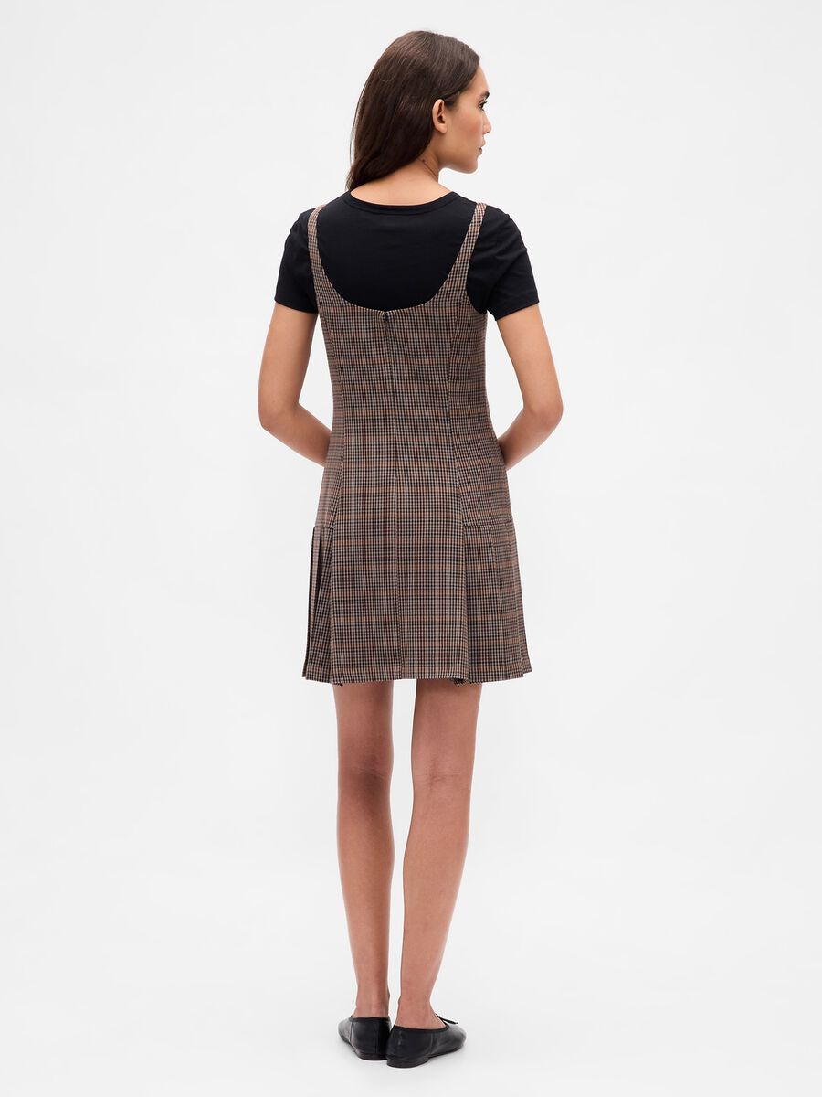 Brown plaid dress with check detailing Woman_1