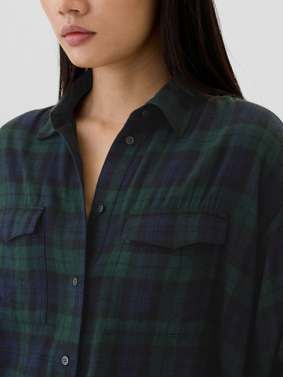 Camicia in flanella check con tasche Donna_3