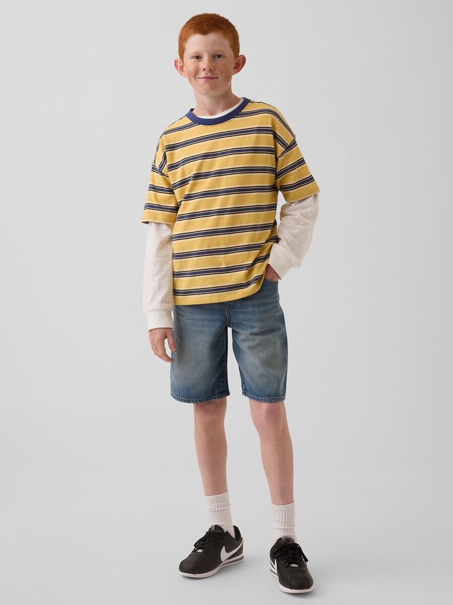 Shorts denim in misto cotone e lyocell Bambino_0