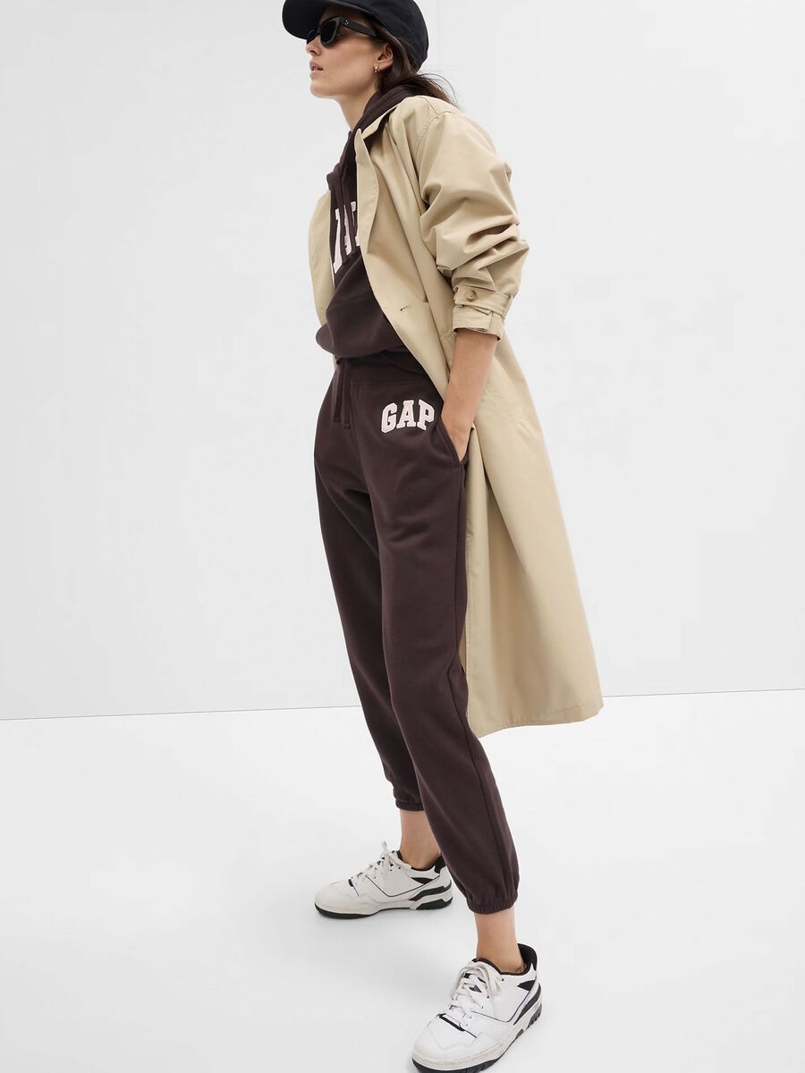 Joggers in felpa con ricamo logo Donna_0