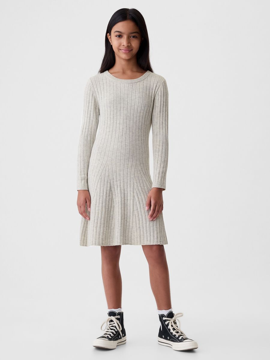 Vestito in maglia a coste piatte Bambina_0