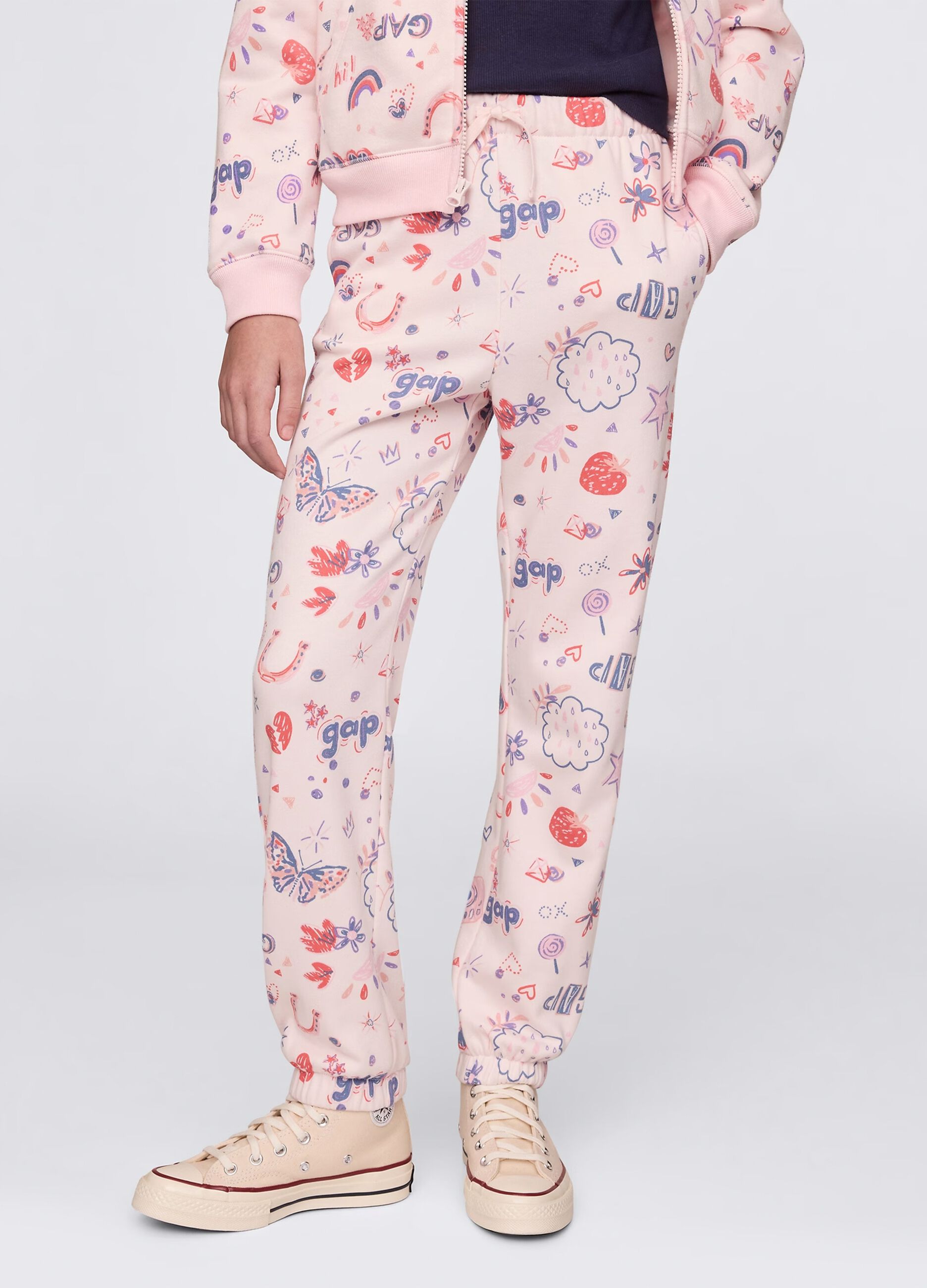Joggers rosa con coulisse e stampa all-over_1