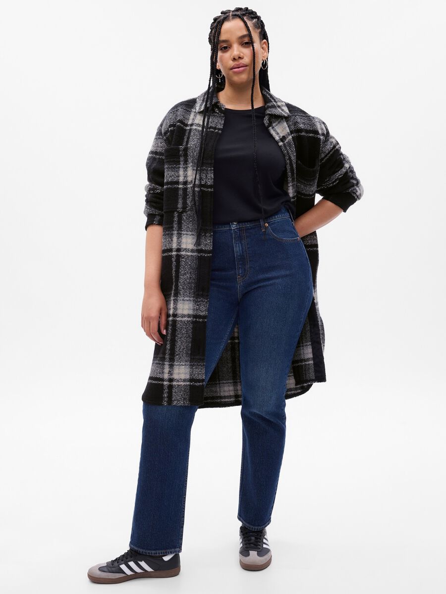 Long shacket with check pattern Woman_3