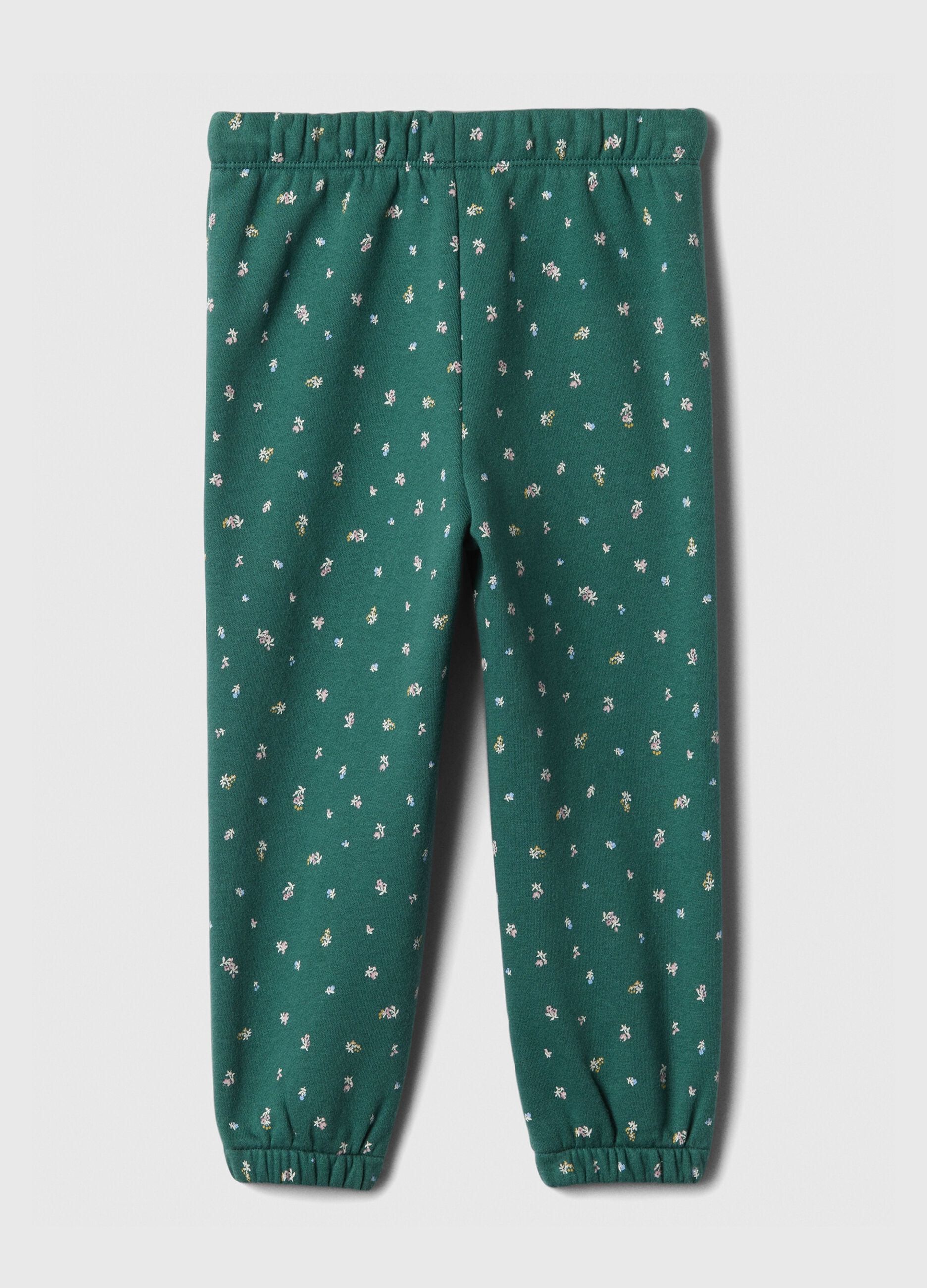 Joggers floreale con coulisse e ricamo logo _1