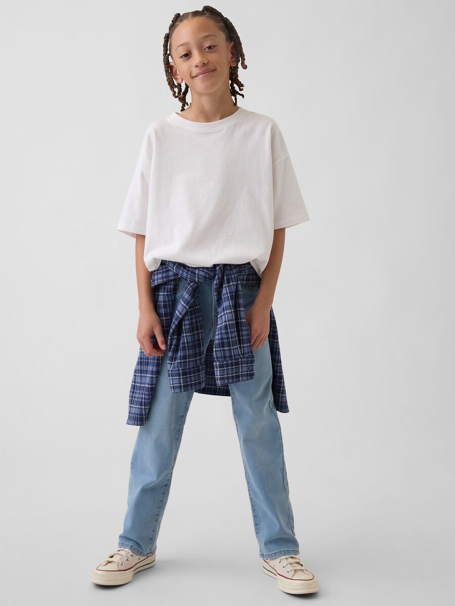 Children's regular fit blue denim stretch cotton trousers Boy_0