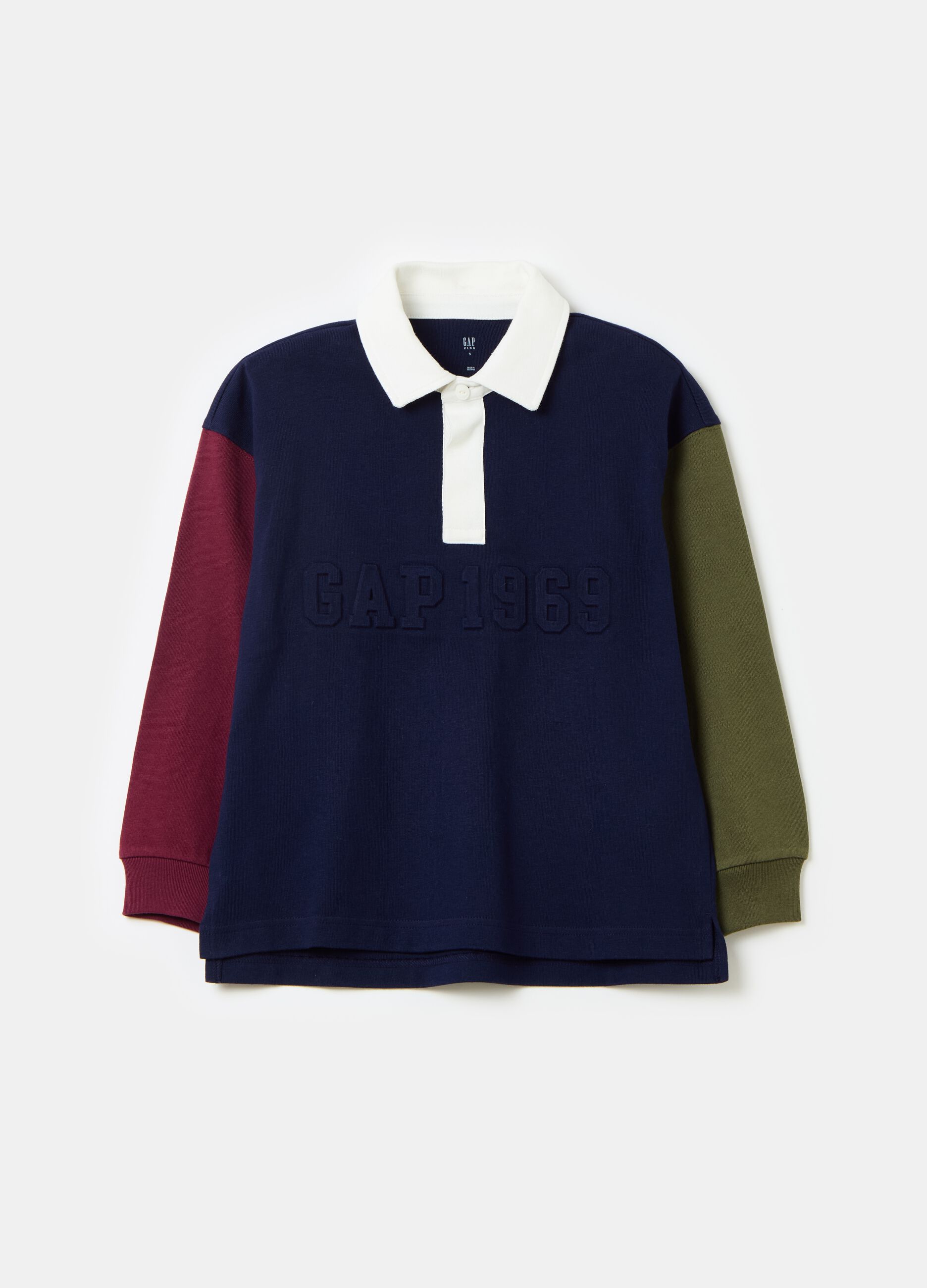 Colour-block polo shirt with embossed logo