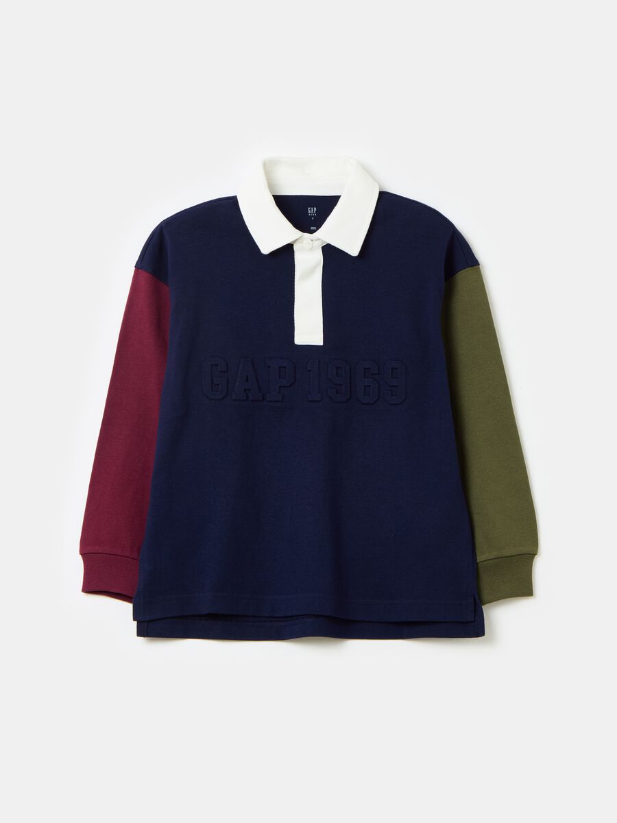 Colour-block polo shirt with embossed logo Boy_0