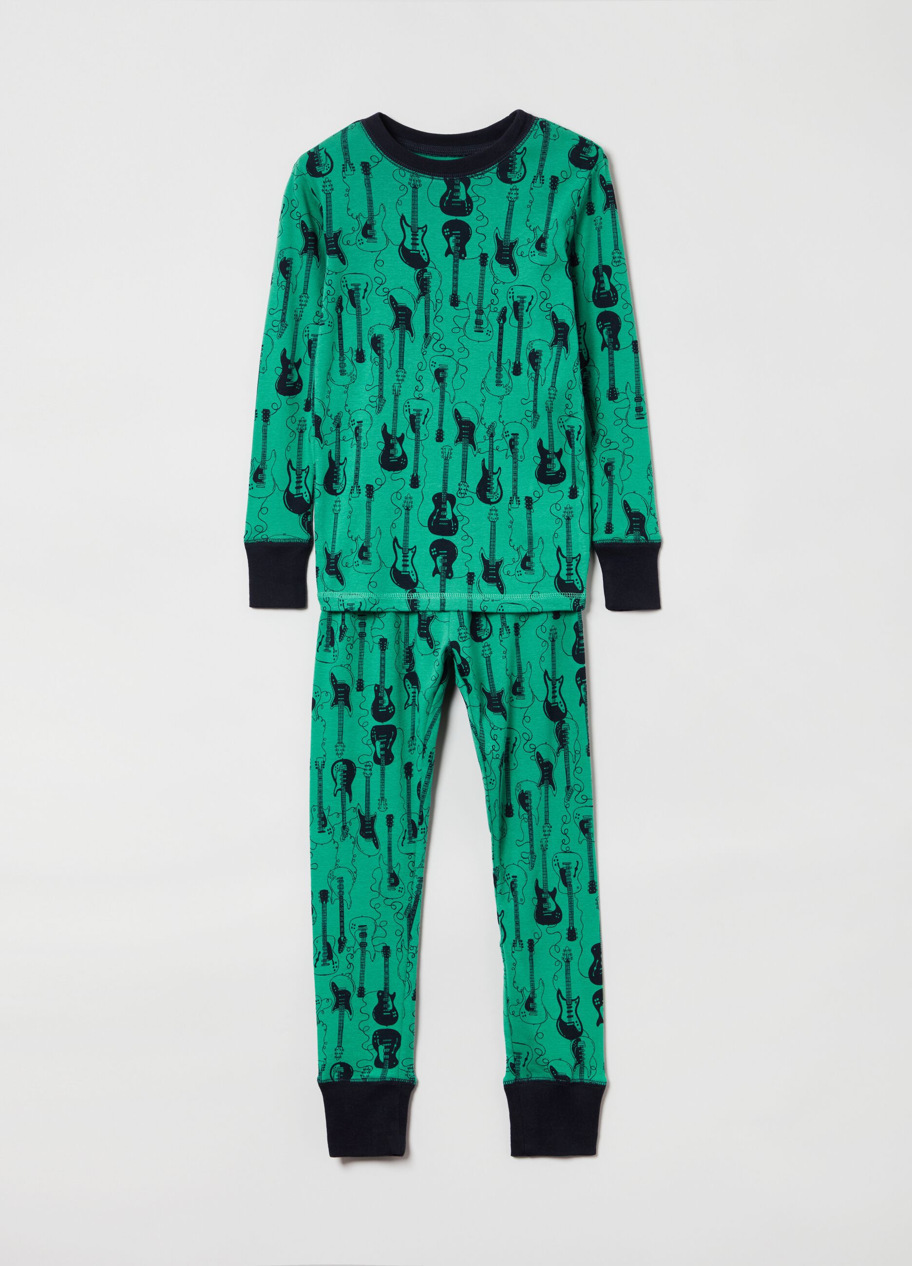 Long pyjamas with all-over guitars print