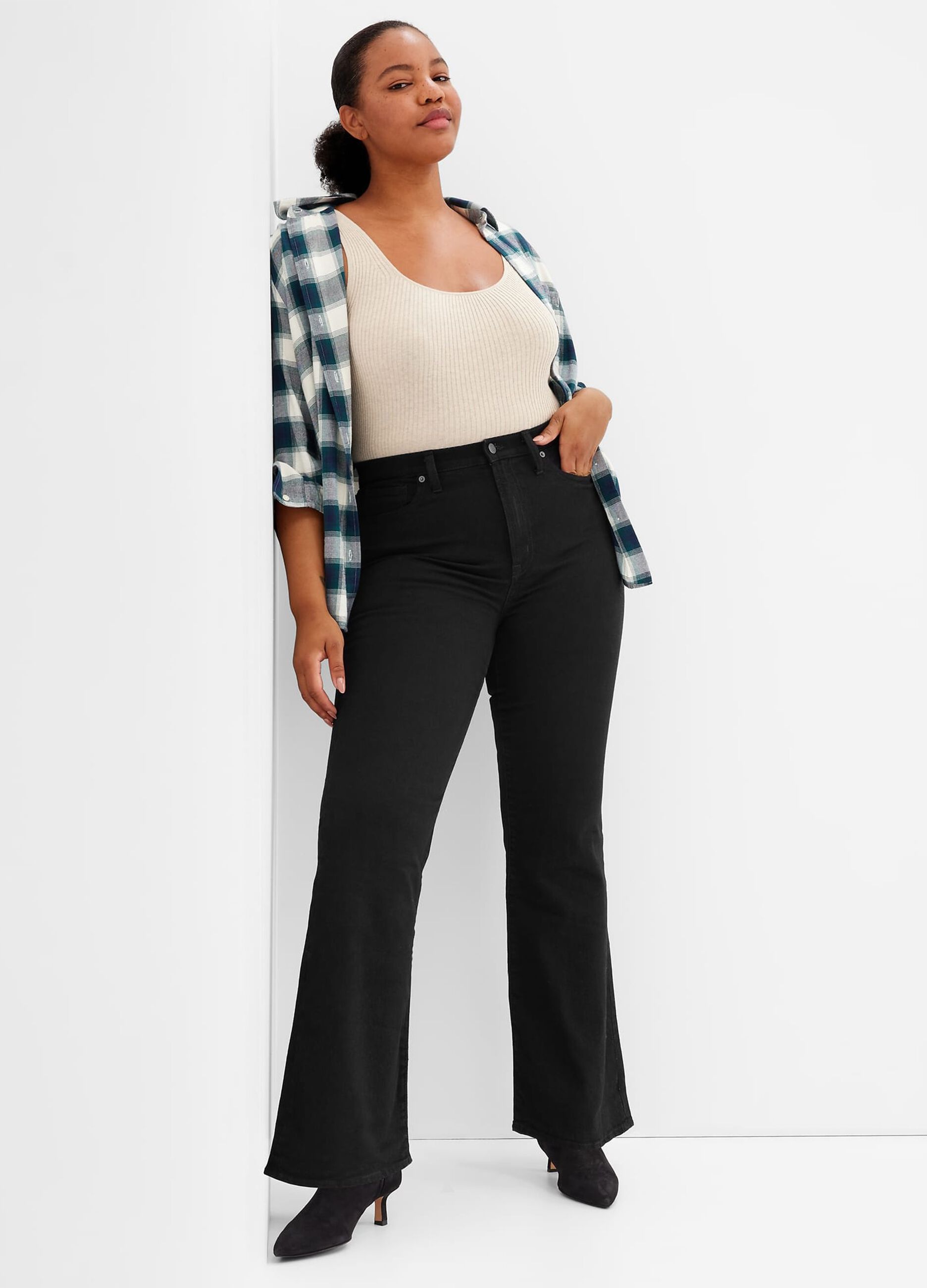 Jeans flare fit a vita alta_2