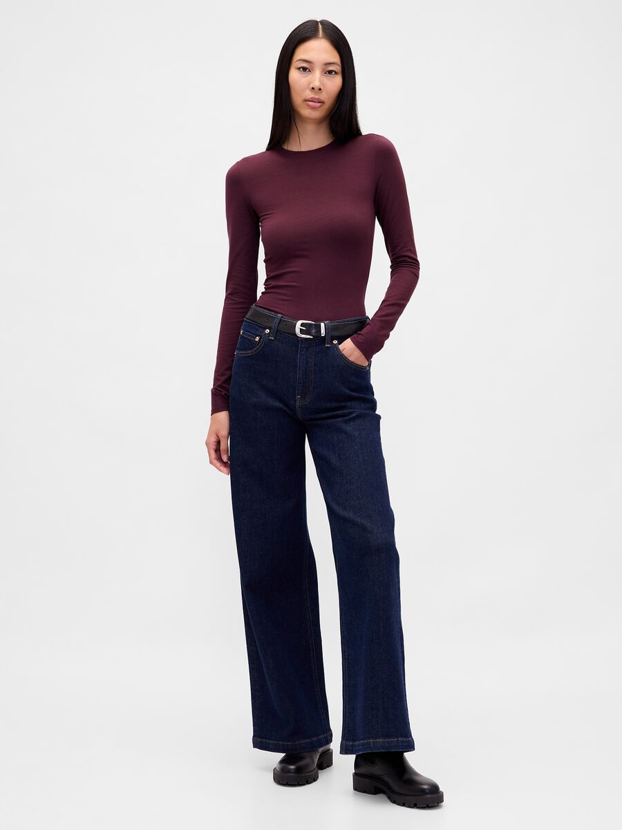 Maglia a maniche lunghe viola elasticizzata Donna_2