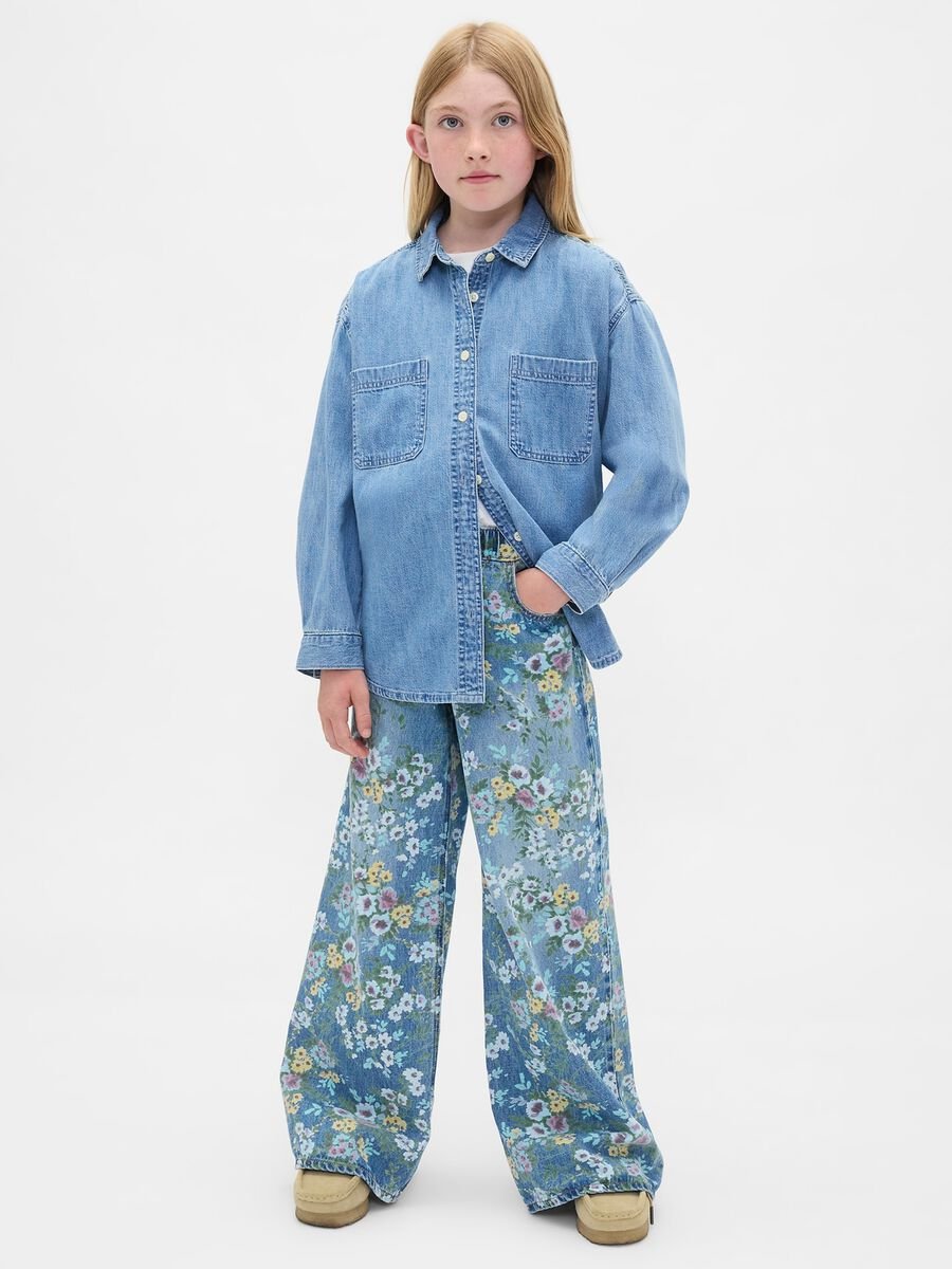 Multicolour Flared Denim Trousers Girl_0