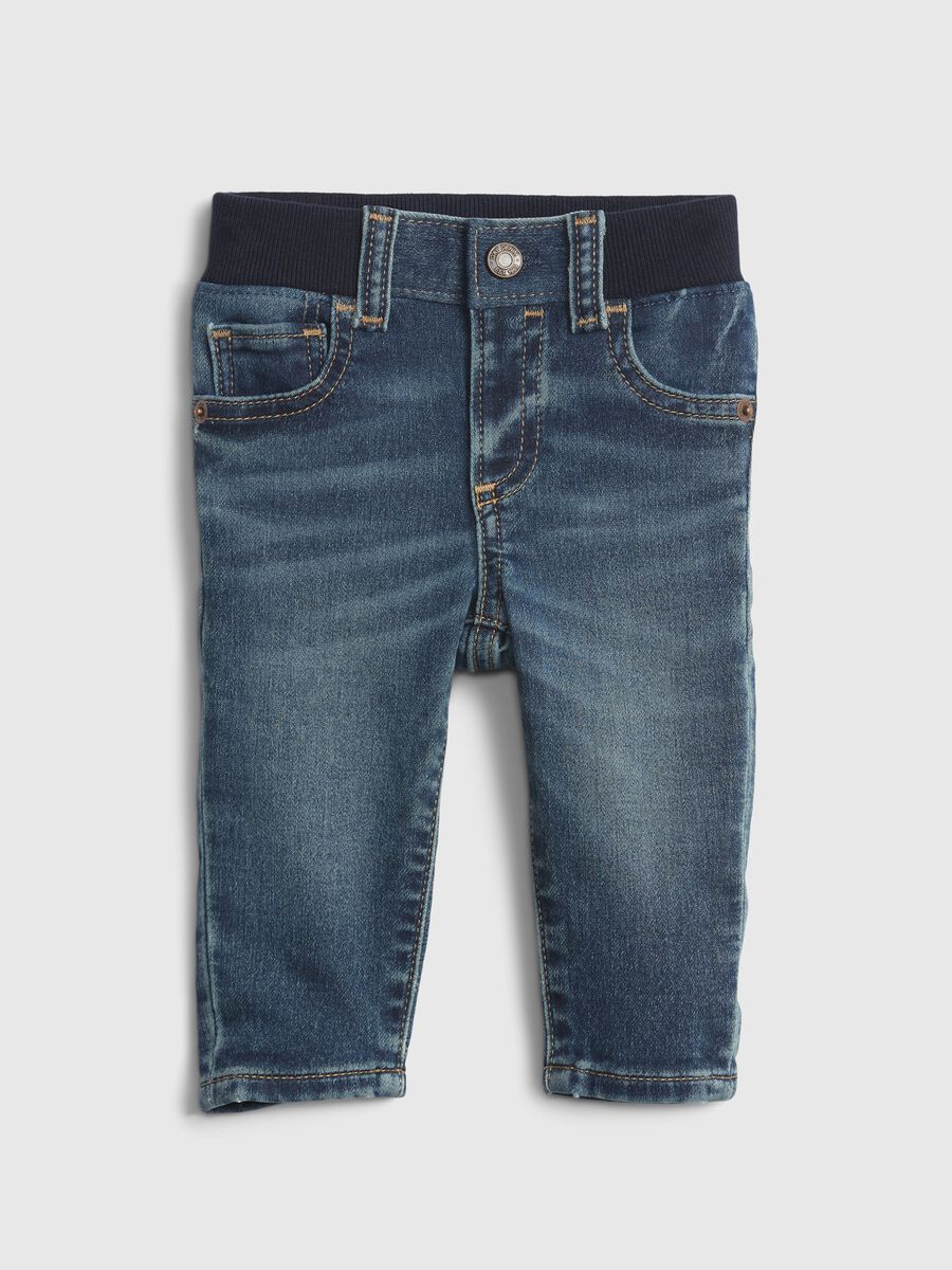 Washed-effect jeans with five pockets Newborn Boy_0