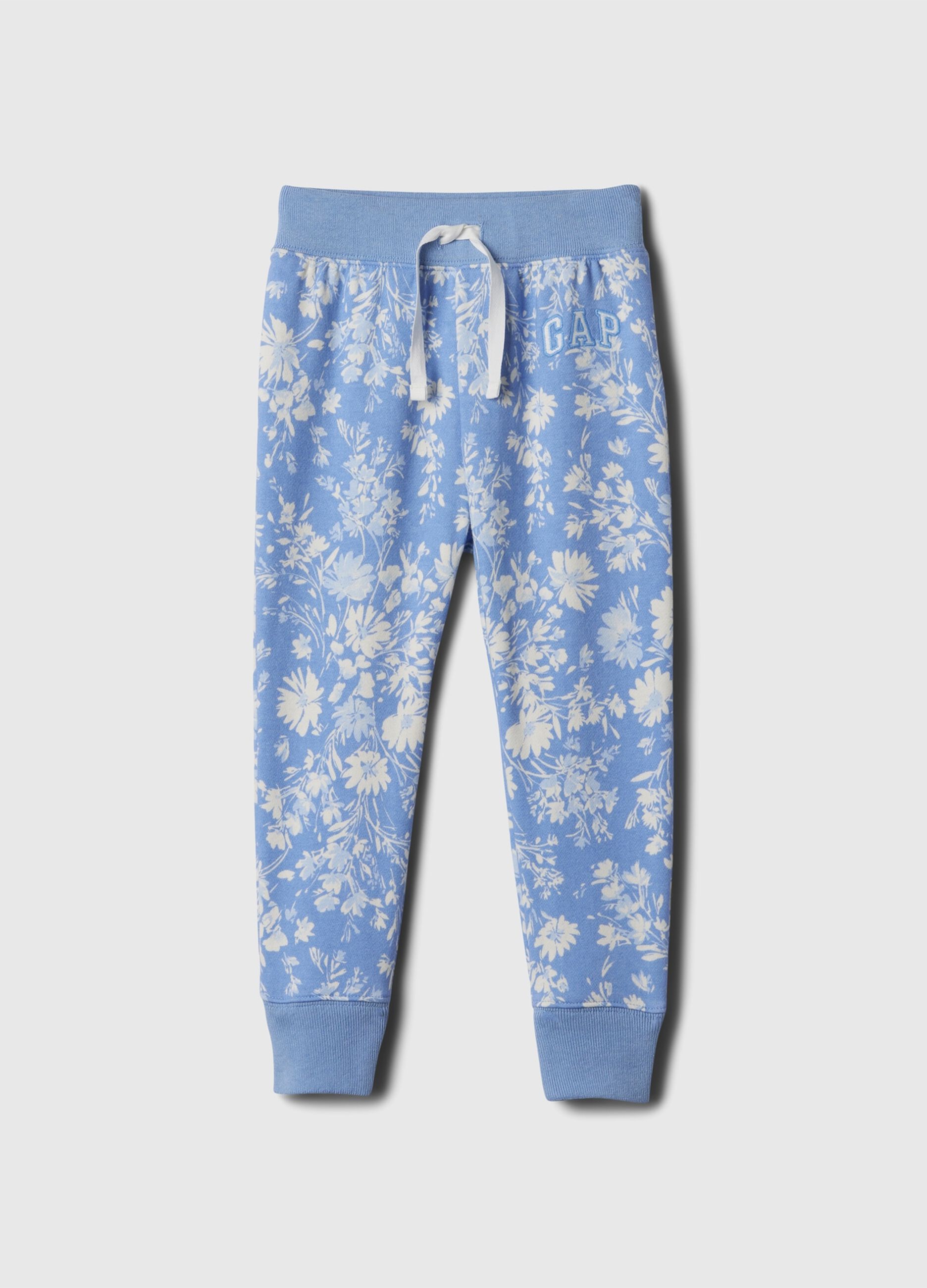 Joggers floreale con ricamo logo