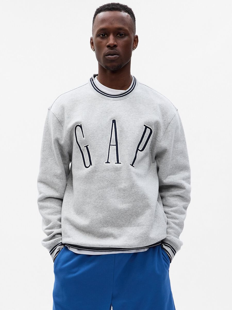 Sweatshirt with round neck and logo embroidery Man_1