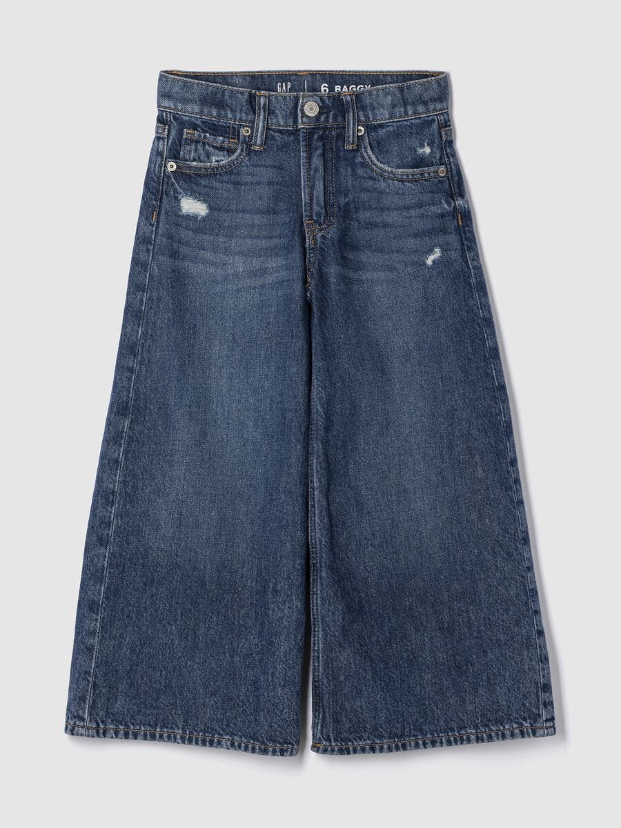 Jeans baggy con micro abrasioni Bambina_0