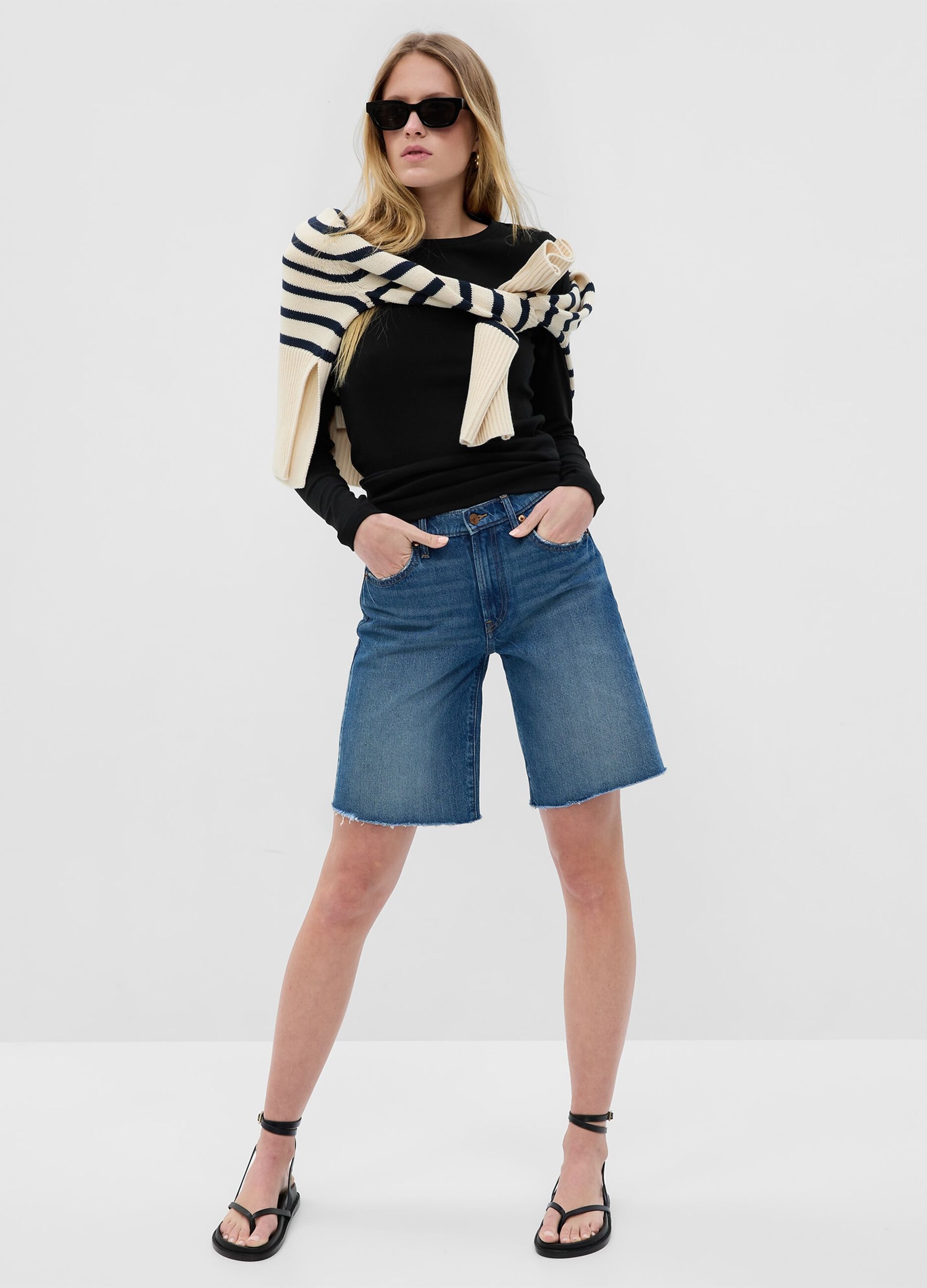 T-shirt a maniche lunghe in cotone e modal